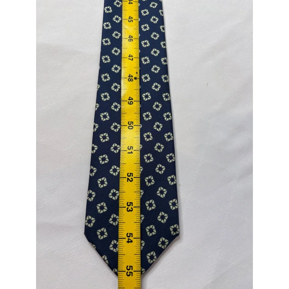LIBERTY OF LONDON Mens Navy Blue 100% Silk Necktie Geometric British Preppy
